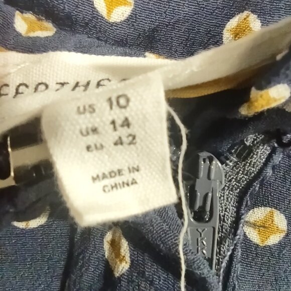 Anthropologie Women's Cropped Wide Leg Trouser Blue/Yellow Dot Size 10 - Picture 8 of 8